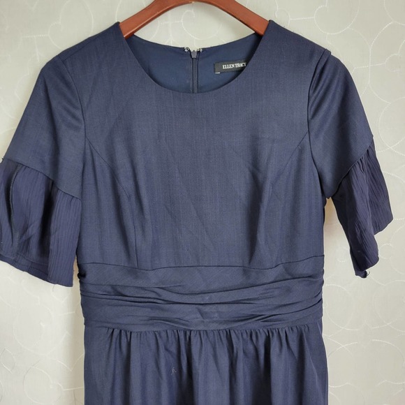 Ellen Tracy Women's A-Line Dress Size 12 Ruffled Ruched 3/4 Sleeve - Picture 1 of 4